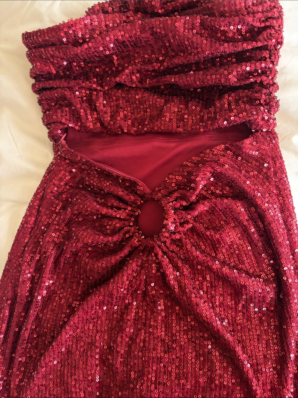 Lucy in the Sky Strapless Burgundy Sequin Cocktail Dress - Picture 4 of 4